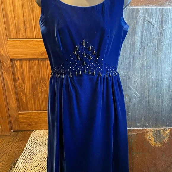 white christmas dresses Starlet Wiggle Dress in Blue Velvet main image 1